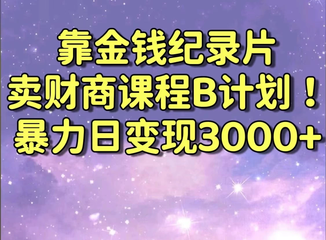 靠金钱纪录片卖财商课程，暴力日变现3000+，喂饭级干货教学！！ - 友友资源