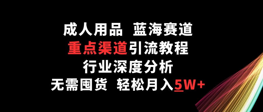 成人用品，蓝海赛道，重点渠道引流教程，行业深度分析，无需囤货，轻松月入5W+ - 友友资源