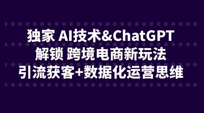 独家 AI 技术 ChatGPT 解锁跨境电商新玩法：引流获客 + 数据化运营思维 - 友友资源