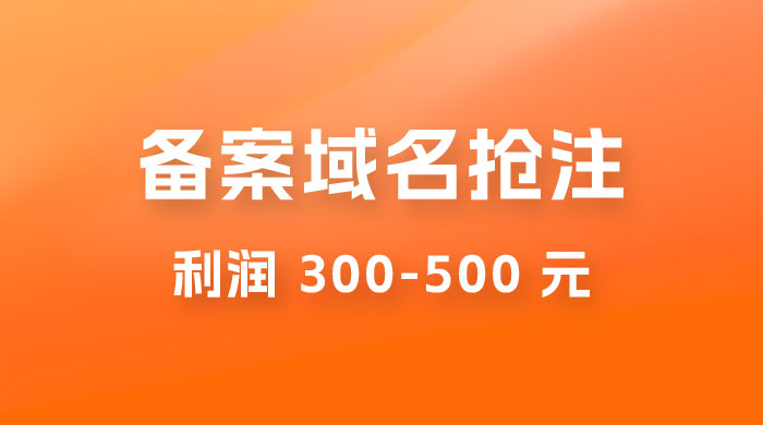 仅揭秘：备案域名抢注，一单利润 300-500 元，需求量大 - 友友资源