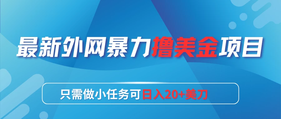 最新外网暴力撸美金项目，只需做小任务可日入20+美刀 - 友友资源