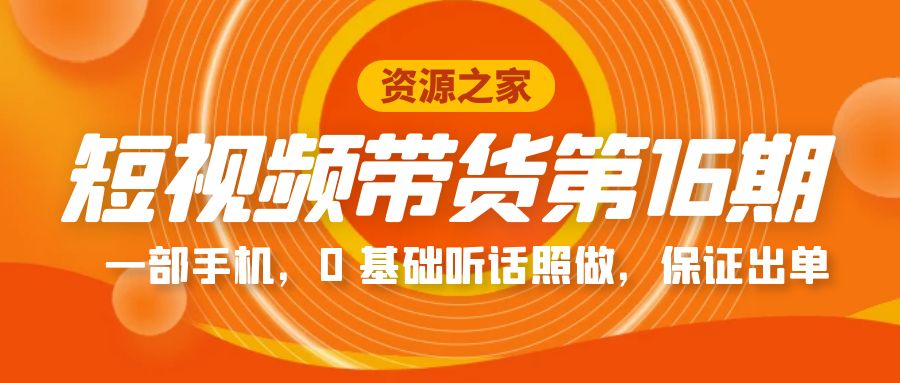 短视频带货第 16 期：一部手机，0 基础听话照做，保证出单完整版「赠 5 – 15 期」 - 友友资源