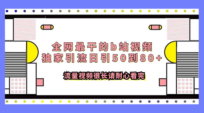 全网最干的 B 站视频独家引流，日引 50~80+ 流量 - 友友资源