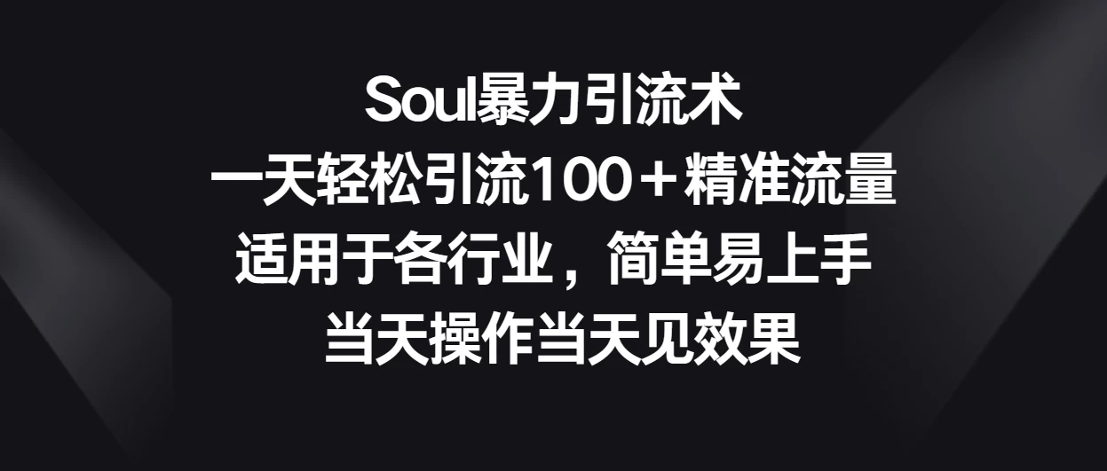 Soul暴力引流术，一天轻松引流100＋精准流量，适用于各行业，简单易上手 当天操作当天见效果 - 友友资源