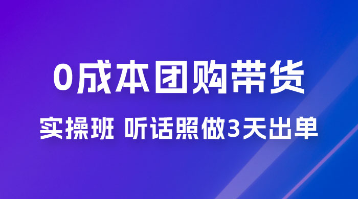 点金手 0 成本团购带货实操班，听话照做 3 天出单 - 友友资源