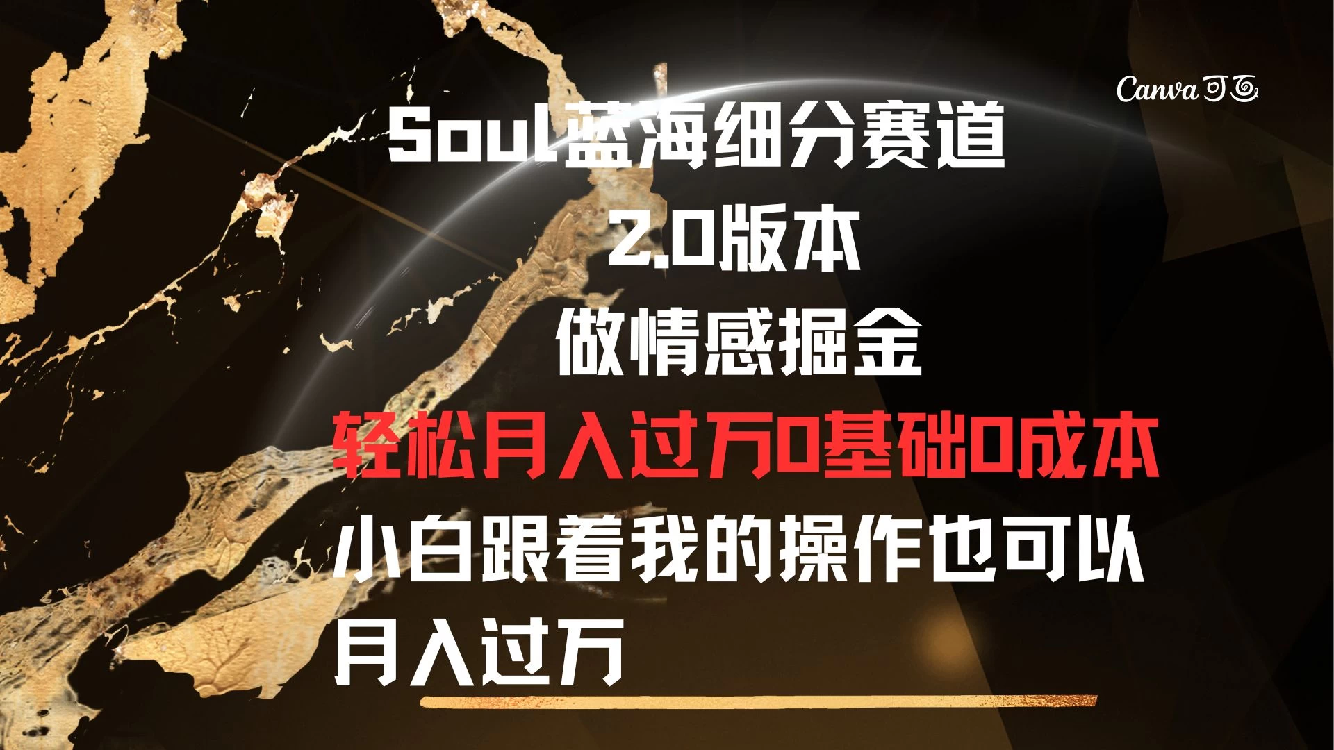 Soul蓝海细分赛道，2.0版本，做情感掘金，轻松月入过万，0基础，0成本，小白跟着我的操作也可以月入过万 - 友友资源