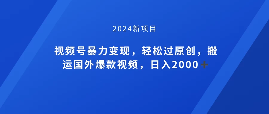 视频号创作者分成计划，搬运国外爆款视频，100%过原创，小白也能品22000+ - 友友资源