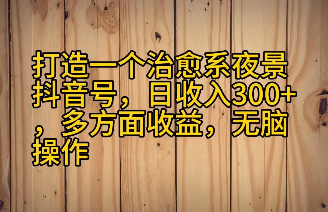 打造一个治愈系夜景抖音号，日收入300+，多方面收益，无脑操作 - 友友资源