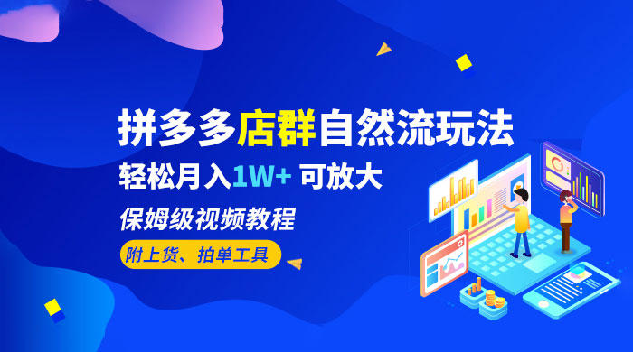 拼多多店群自然流玩法：轻松月入 1W+ 保姆级视频教程（附上货、拍单工具） - 友友资源