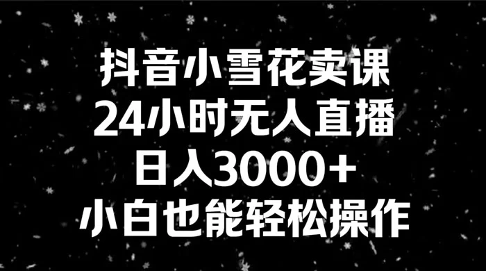 抖音小雪花卖课，24 小时无人直播，日入 3000+ ，小白也能轻松操作 - 友友资源