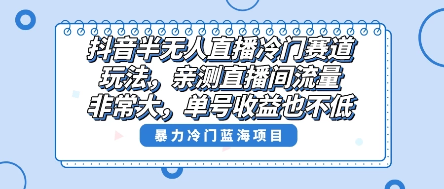 抖音半无人直播冷门赛道玩法，直播间流量非常大，单号收益也不低！ - 友友资源