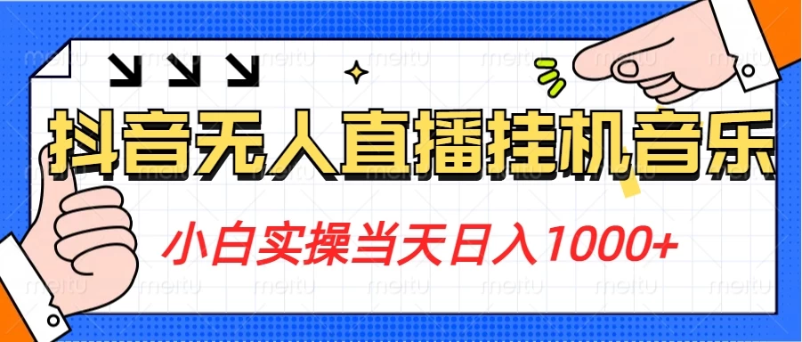 小白实操当天日入1000+，抖音24小时无人直播音乐，不违规，不封号纯撸音浪 - 友友资源