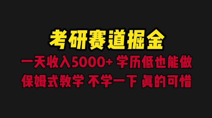 考研赛道掘金：一天四位数，保姆式教学 - 友友资源