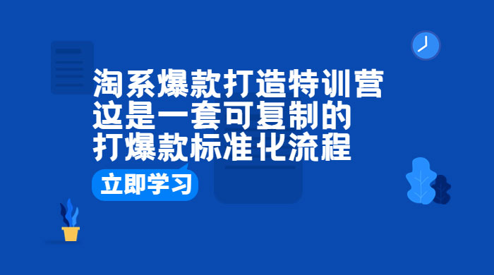 淘系爆款打造特训营：这是一套可复制的打爆款标准化流程 - 友友资源