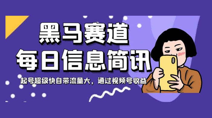 黑马赛道每日信息简讯，起号超级快自带流量大，通过视频号收益 - 友友资源