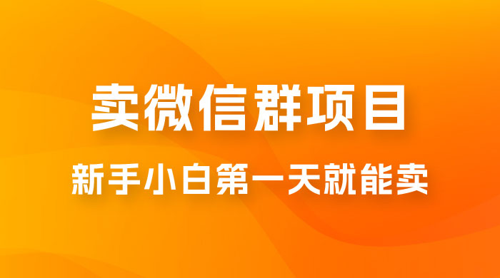 最新卖微信群项目玩法拆解：新手小白第一天就能卖，日入 300+ - 友友资源