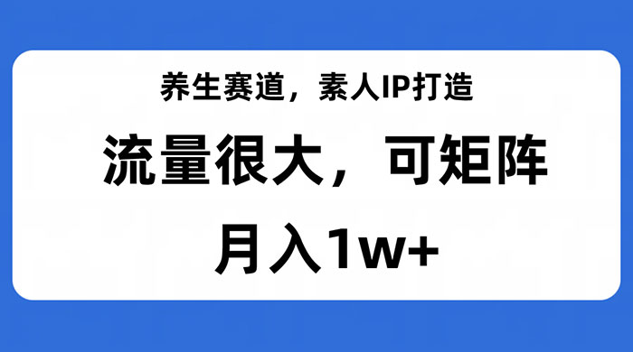 养生赛道，素人IP打造，流量很大，可矩阵，月入1w+ - 友友资源