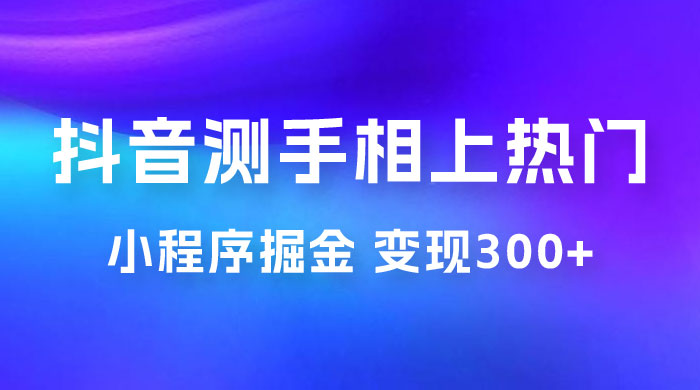 抖音小程序掘金：测手相上热门，当天见收益一小时变现 300+ - 友友资源