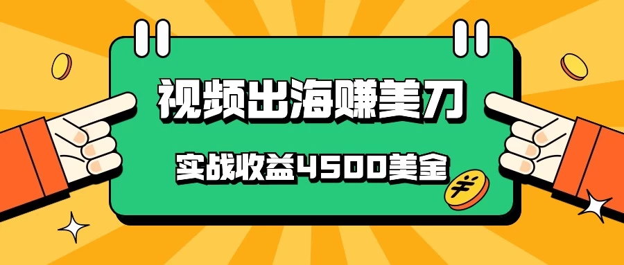 国内爆款视频出海赚美刀，实战收益4500美金，批量无脑搬运，无需经验直接上手 - 友友资源