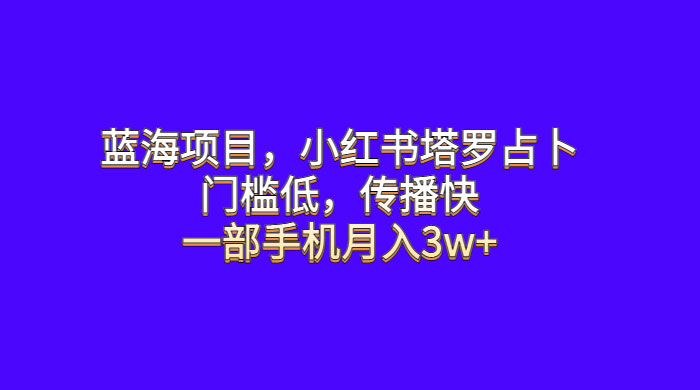 蓝海项目，小红书塔罗占卜：门槛低，传播快，一部手机月入五位数 - 友友资源