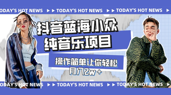 宝藏细分领域，抖音蓝海小众纯音乐项目，操作简单让你轻松月入 2w+ - 友友资源