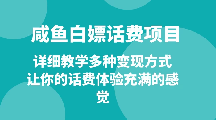 仅揭秘：咸鱼白嫖话费项目，详细教学多种变现方式，让你的话费体验充满的感觉 - 友友资源