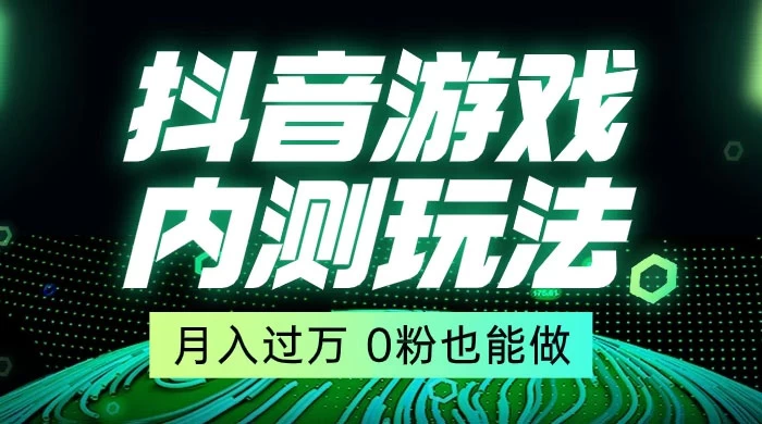 外面在卖价值 2980 的抖音游戏内测玩法，独创自撸技术，轻轻松松日入 500+ - 友友资源