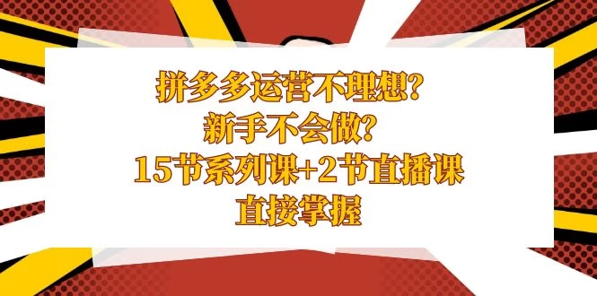 拼多多运营不理想？新手不会做？​15 节系列课+ 2 节直播课，直接掌握 - 友友资源