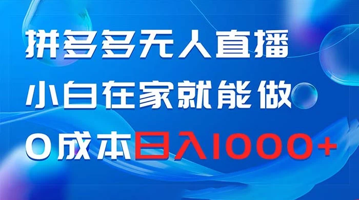 拼多多无人直播，小白在家就能做，0 成本日入 1000+ - 友友资源