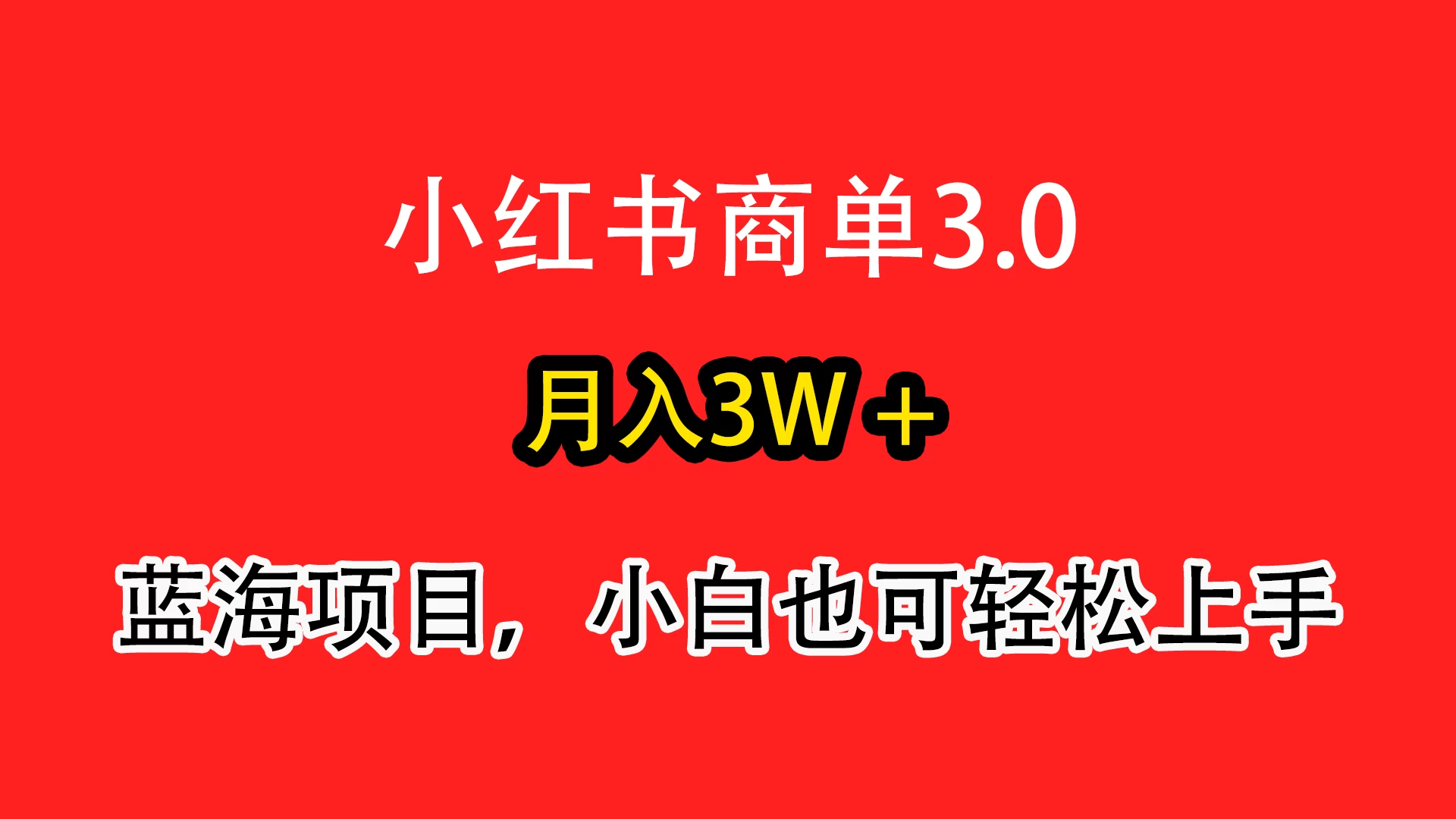 小红书商单3.0，月入3w＋，蓝海项目，小白轻松上手 - 友友资源