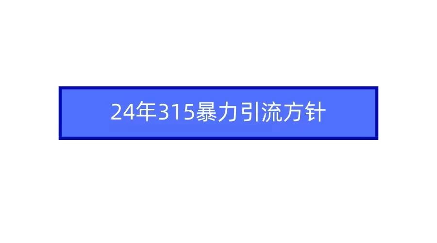 24年315暴力引流方针 爆款筛选让你快速热门+变现 - 友友资源