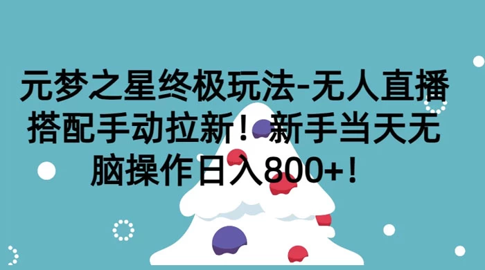 元梦之星终极玩法-无人直播搭配手动拉新，新手当天无脑操作日入800+ - 友友资源