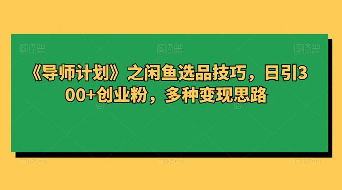 闲鱼选品技巧，日引 300+ 创业粉，多种变现思路 - 友友资源