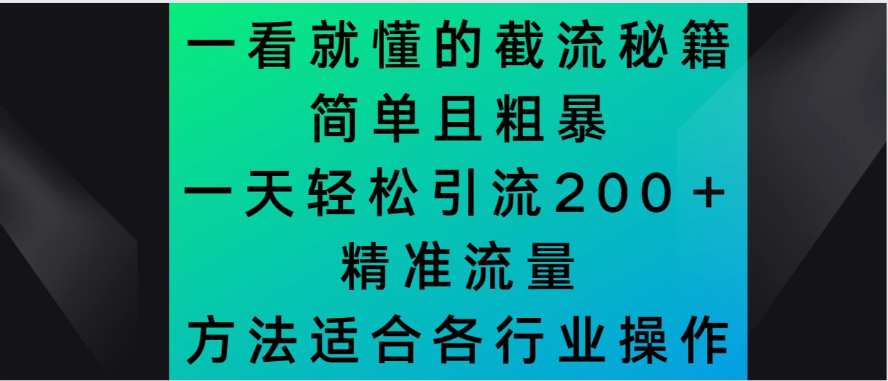 一看就懂的截流秘籍，简单粗暴，一天轻松引流200＋精准流量 方法适合各个行业操作 - 友友资源
