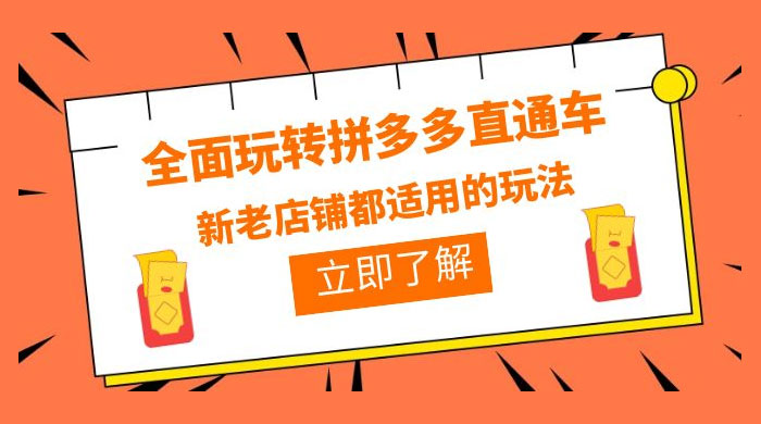 全面玩转拼多多直通车：新老店铺都适用的玩法 12 节精华课 - 友友资源