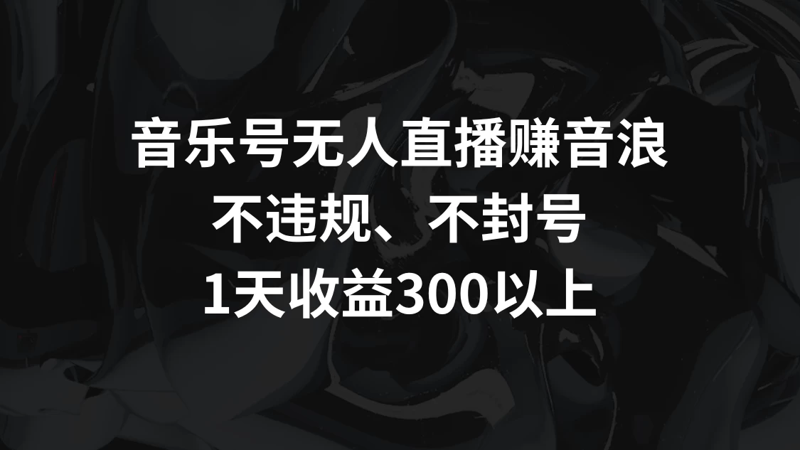 音乐号无人直播赚音浪，不违规、不封号，1天收益300+ - 友友资源
