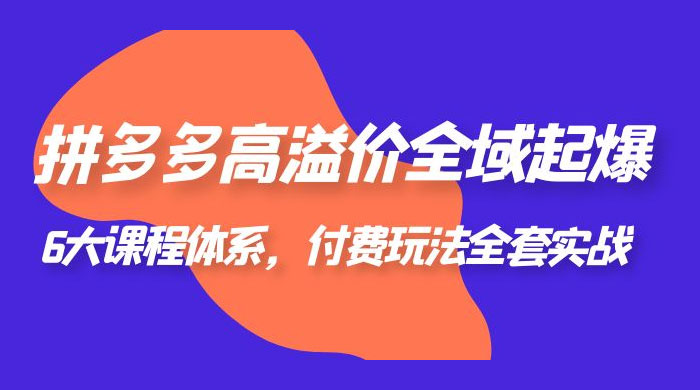拼多多高溢价全域起爆：6 大课程体系，付费玩法全套实战 - 友友资源