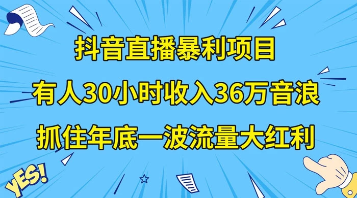 抖音直播暴利项目，有人 30 小时收入 36 万音浪，公司宣传片年会视频制作，抓住年底一波流量大红利 - 友友资源
