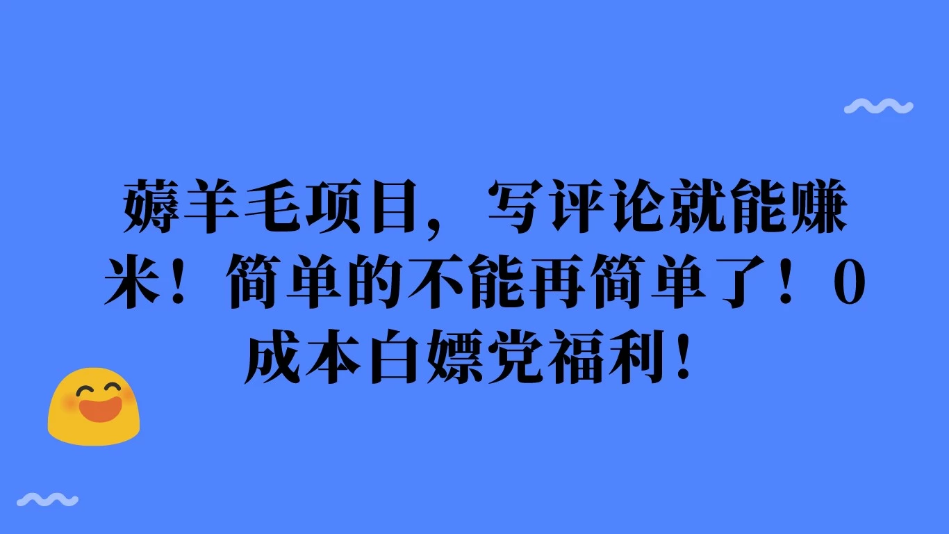 薅羊毛项目，写评论就能赚米！简单的不能再简单了！0成本白嫖党福利！ - 友友资源