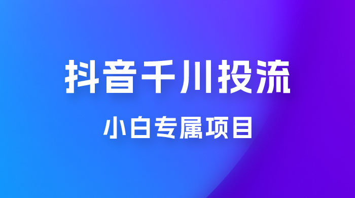 小白专属项目，暴力日入过千抖音千川投流 - 友友资源