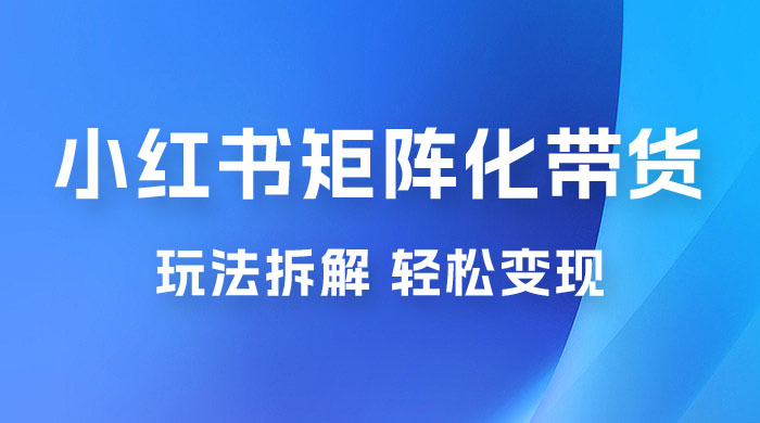 小红书矩阵化带货玩法拆解，保姆级教程，详细拆解这套玩法 - 友友资源