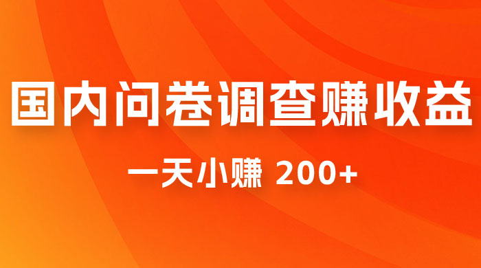 国内问卷调查赚收益，一天小赚 200+，小白随便上手 - 友友资源