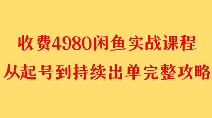 外面收费 4980 闲鱼无货源实战教程，单号 4000+ - 友友资源