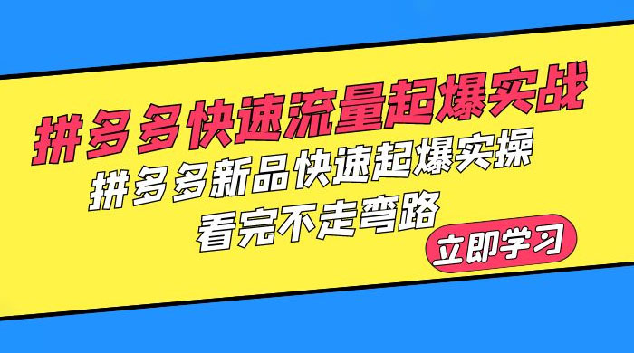 拼多多 · 快速流量起爆实战：拼多多新品快速起爆实操，看完不走弯路 - 友友资源