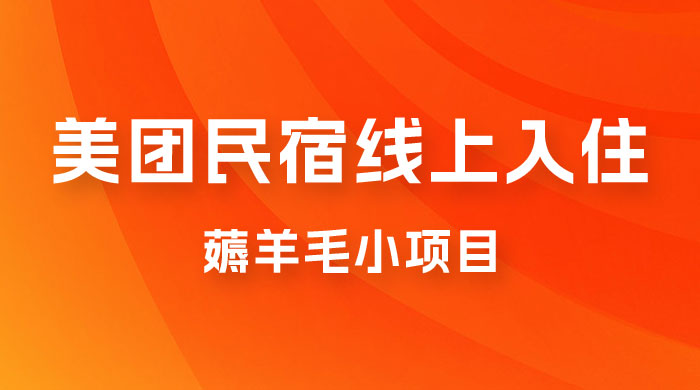 美团民宿线上入住，最新薅羊毛小项目，可以单号日入 50+ - 友友资源