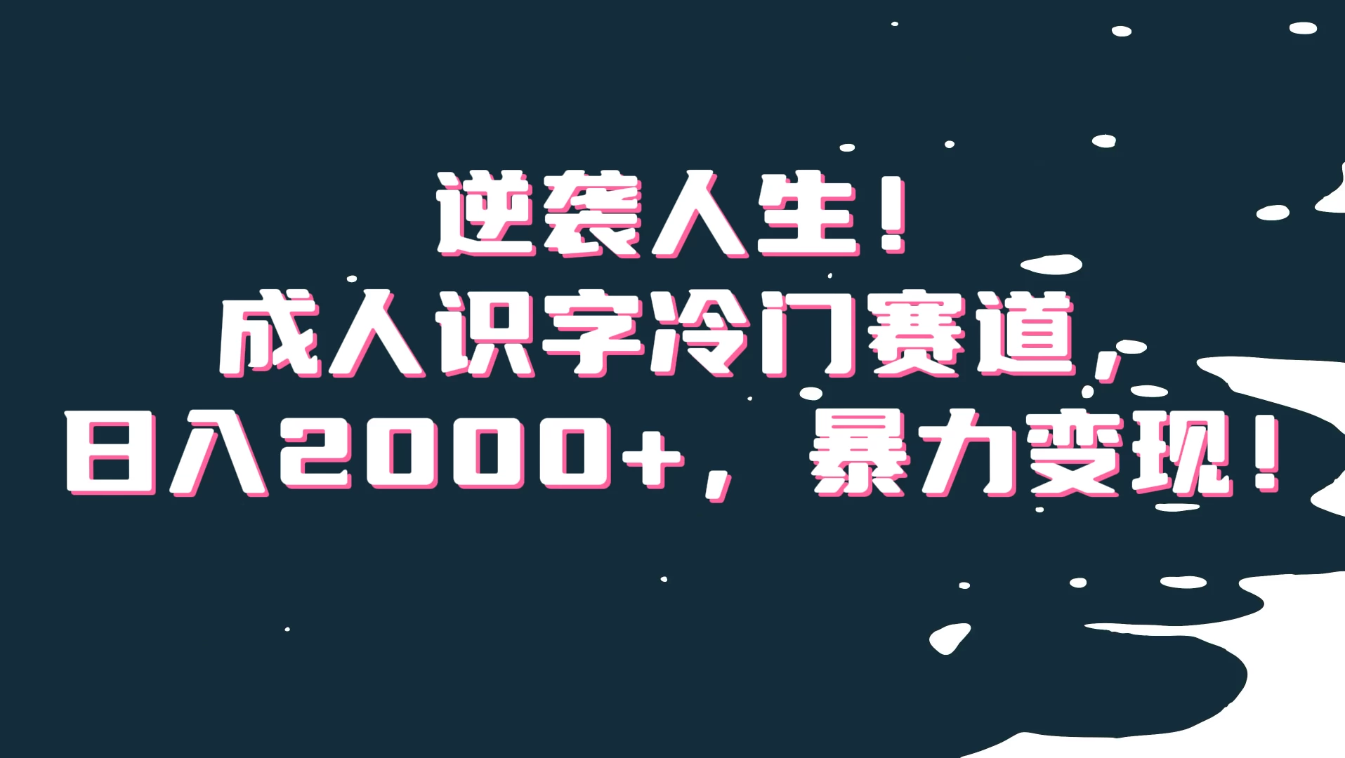 逆袭人生！成人识字冷门赛道，日入2000+，暴力变现 - 友友资源