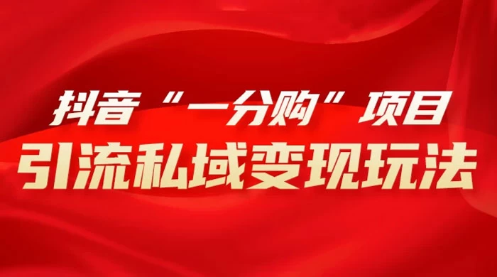抖音“一分购”项目，引流私域变现玩法 - 友友资源
