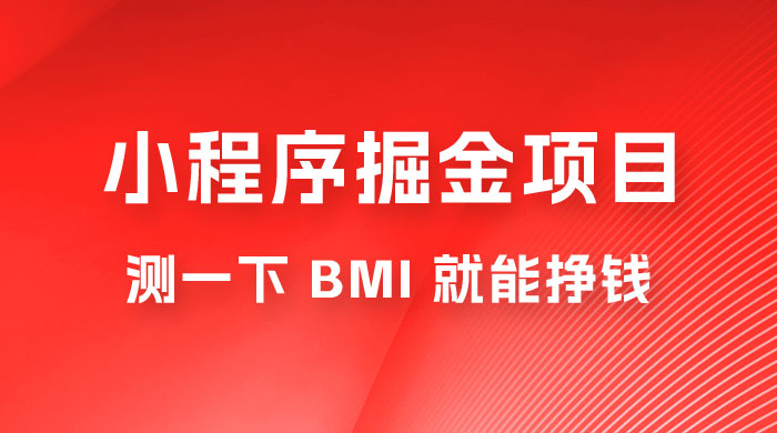 日入 300+ 的小程序掘金项目，测一下 BMI 就能挣钱 - 友友资源