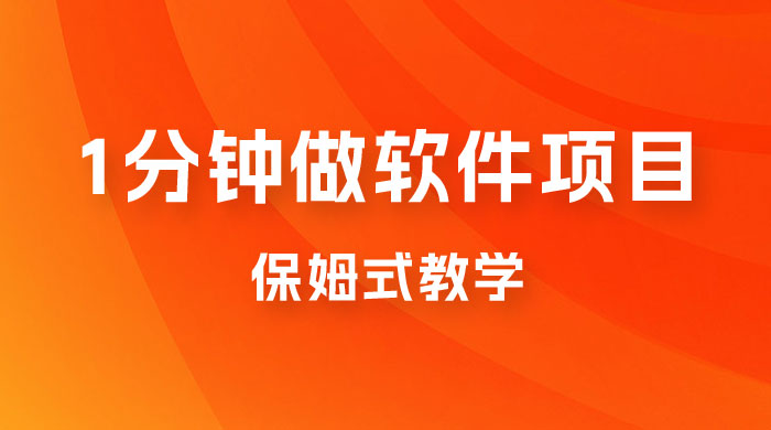 1 分钟做软件项目。有人靠这个已经赚 10W。保姆式教学，外面收费 3980 - 友友资源