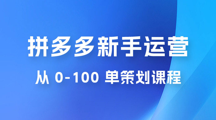 拼多多新手运营从 0-100 单策划课程，从零起步到爆单详细教程 - 友友资源